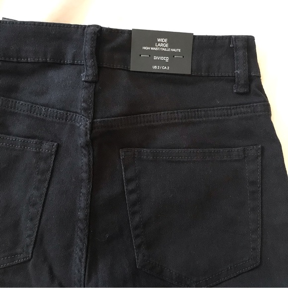 H&M Divided High Rise Wide Leg Black Jeans NWT - Picture 13 of 16